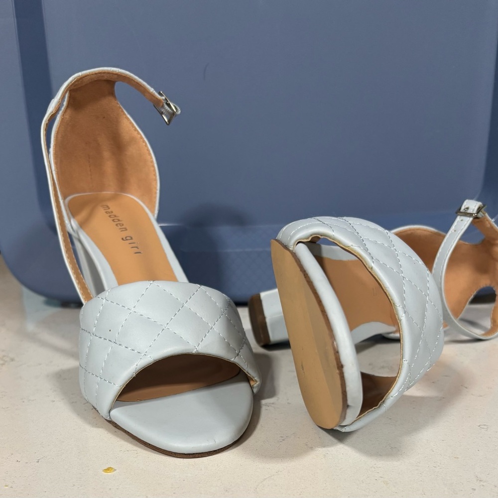 Elegant Soft Blue Quilted Heels